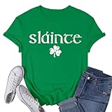VQD Womens St Patricks Day Shamrock T-Shirts Happy Go Lucky Shirts Irish Clover Tee Tops