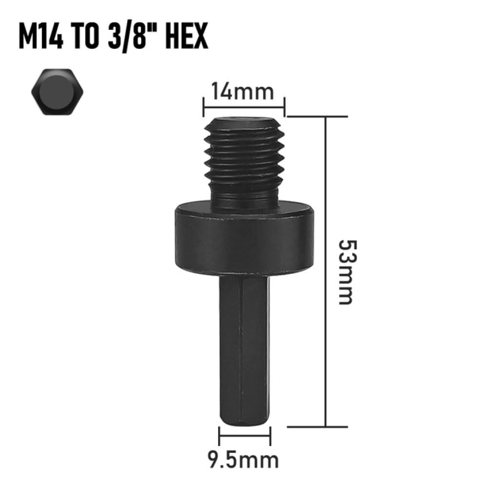 Zestawy i zestawy otwornic M14 M10 5/8-11'' Adapter Szlifierka kątowa Konwerter gwintu Adaptacyjny łącznik wału Polerowany do wierteł diamentowych Otwornica, M14 do sześciokąta