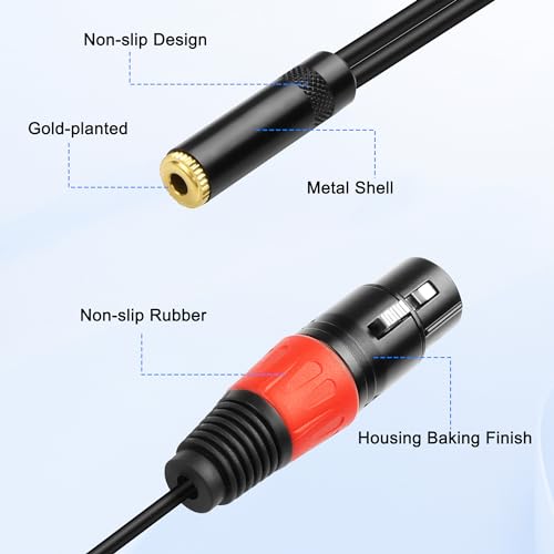 XMSJSIY Dual XLR to 3.5mm Jack Microphone Cable Dual XLR Female to 3.5mm 1/8 TRS Jack Audio Stereo Cable Y-Splitter Cable Computer or Phone to Speaker Breakout Lead Adapter Cable - Image 4
