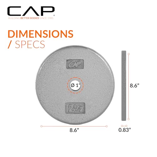 Image of CAP Barbell Standard 1-Inch Cast Iron Weight Plates - Singles & Sets | 1.25-50 lbs | Multiple Options