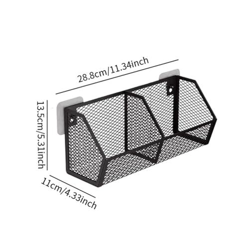 Image of Wall Hanging Baskets Wall Mounted Multiuse for Living Room 28.8x11x13.5cm Black