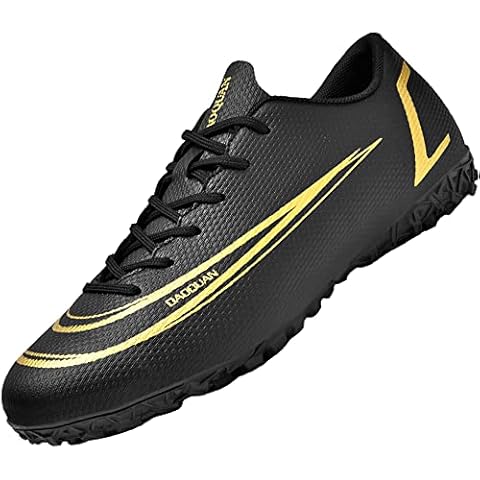 Topwolve Football Shoes Men Children Teenagers Adult Training Shoes Professional Football Boots Outdoor Athletics Football Trainers, black, 1 Cover