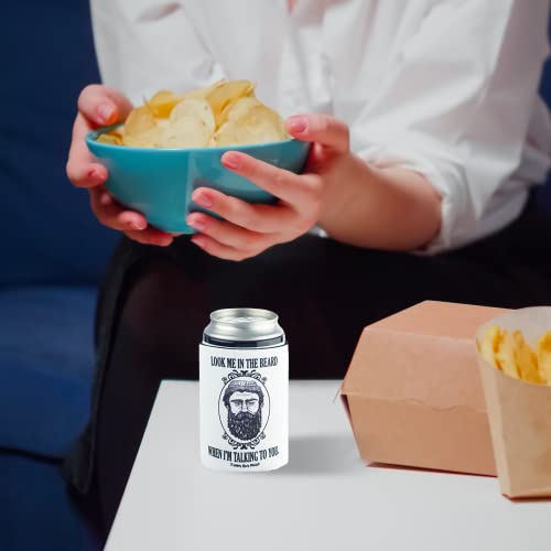 Funny Guy Mugs Look Me In The Beard Collapsible Neoprene Can Coolie - Beard On Bottom #TOP2
