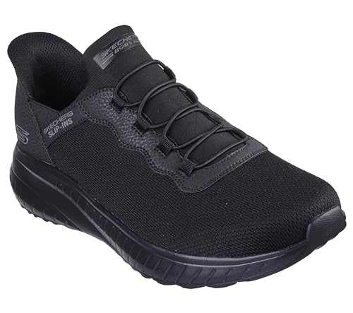 Skechers Men's Hands Free Slip-ins Bobs Squad Chaos-Daily Hype Sneaker, Black/Black, 11