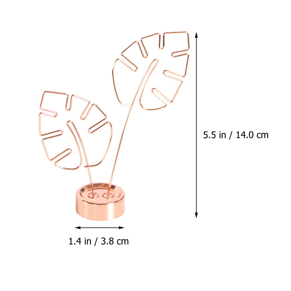 Cabilock 1pc Tabletop Photo Clip Stylish Note Holder with Stable Base for Desktop Decor Monstera Leaf Design for Memo Pictures and Table Numbers