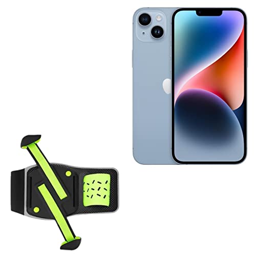 BoxWave Holster Compatible with Apple iPhone 14 Plus - FlexSport Armband, Adjustable Armband for Workout and Running - Stark Green
