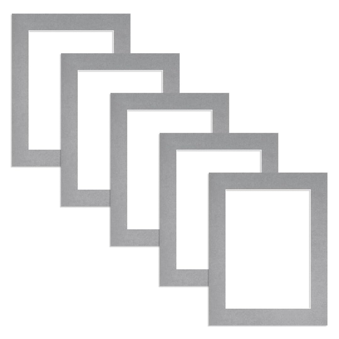 Alison Kingsgate 9X7 Silver Picture Mount for Frame - 7X5 Aperture - Pack 5