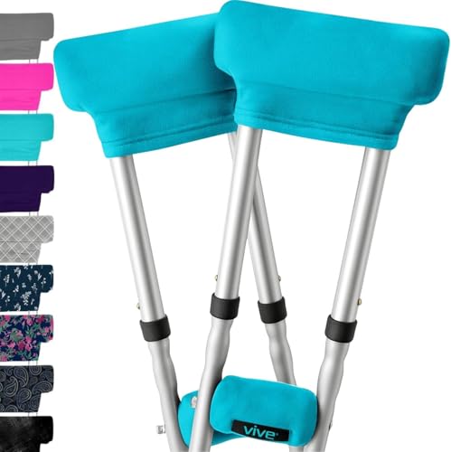 Vive Premium Crutch Pads & Hand Grips - Comfortable, Breathable, Machine Washable Padding - Moisture Wicking & Odor Reducing Pillow Accessory Covers for Adult & Youth Walking Crutches