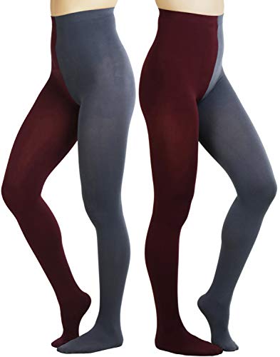Image of ToBeInStyle Women's Two Toned Vibrant Jester Contrast Opaque Multicolored Tights