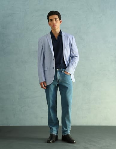 Image of Arrow MenSlim fit Polyester Solid Single-breastedNotch Lapel Collar Blazer