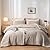 weigelia King Size Comforter Set 7PC Oatmeal Bed Comforter Set Bed in a Bag Solid Color Soft Microfiber Bedding Set King Comforter Set with Sheets Pillow Shams and Pillowcases