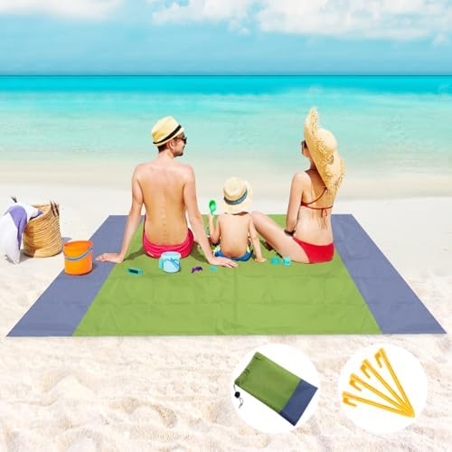 Alfombra de Playa Antiarena, 210 x 200 cm, Impermeable, con 4 Cla...