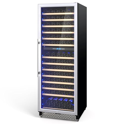 GarveeHome Wine Fridge, Compressor Wine Cooler Refrigerator, Beverage and Wine Refrigerator with Digital Touch Control, Double-Layer Glass Door, Freestanding or Built-In, 154 Bottles