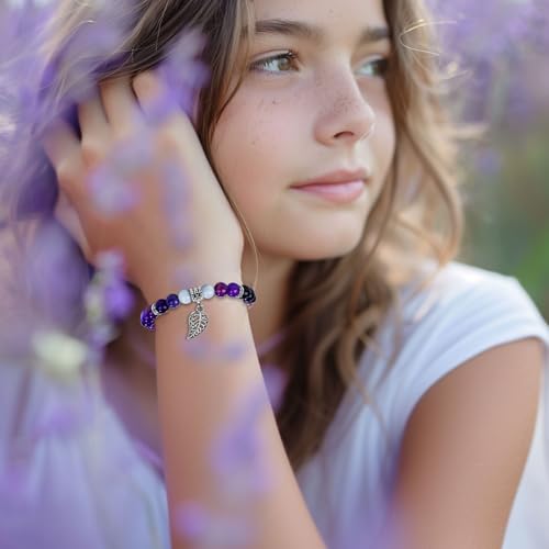Happy Birthday Bracelet for Women, Natural Stone 8mm Beaded Bracelets for Her Granddaughter Gifts4