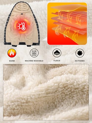 ZITY Heavy Thick Hoodies for Men Plaid Flannel Warm Sherpa Fleece Lined Winter Full Zip Up Coat2