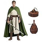 FSUJWOA Renaissance capa con capucha ropa medieval hombre abrigo de bruja con capucha disfraz (Verde-2)