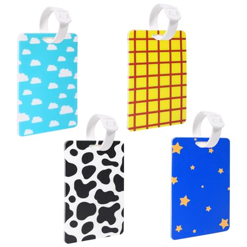 GTOTd Cartoon Cute Cloud Star Novelty Kids Silicone Luggage Tags（4 Pack） | Supplies Gifts Merch Baggage Tags Air Travel Suitcases Identifiers Labels Name ID Tag for Women Men Teens