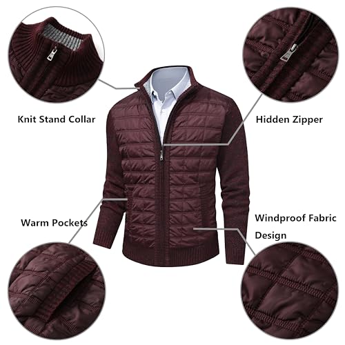 Image of VtuAOL Men's Cardigan Sweaters Casual Full Zip Sweaters Knitted Cardigan with Pockets