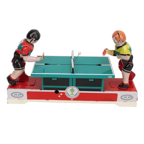 equlup Clockwork Tinplate Toys, Funny Table Tennis Player Tinplate Toy Metal Vintage Clockwork Spring Wind Up Play Thing for Kids