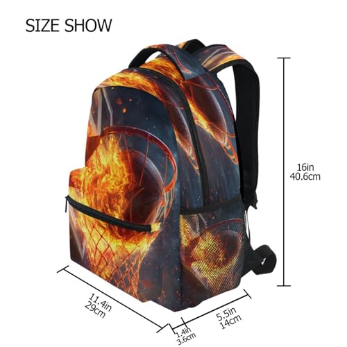 Basketball Shot Fire Backpack for School Boys Girls Adults Kids Bookbag Laptop Bag 18L4