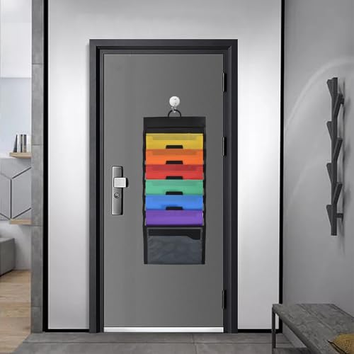 6 Pocket Hanging File Organizer, Color Coded Wall Mount Document Holder A4 by Eclove - Used condition - Image 7