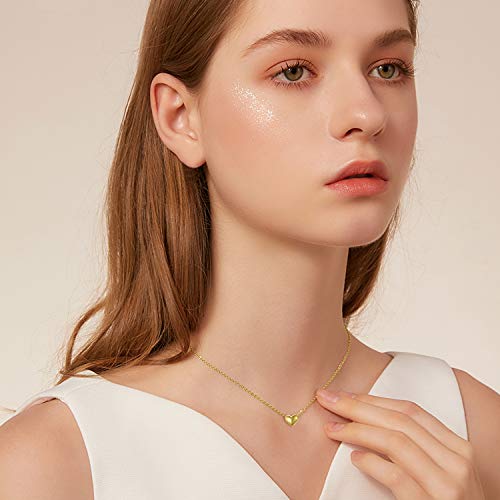 18K Sold Gold Heart Pendant Necklace for Women, You are Only One in My Heart, Forever Love Heart Jewerly for Her, 16"-17"2