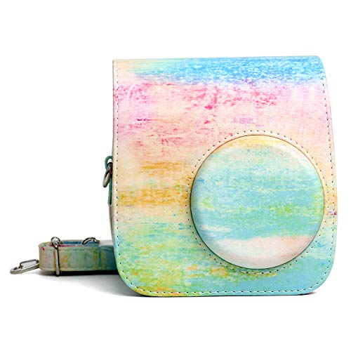 Woodmin Compatible Galaxy PU Leather Instax Camera Case Bag for Fujifilm Instax Mini 7s and Polaroid PIC-300 Camera