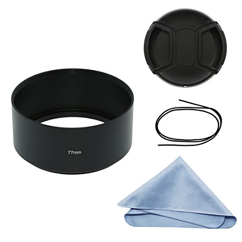 Parasol para lente de 77 mm, tratamiento anti reflectivo mate y oxidación, aleación de aluminio, incluye tapa para lente de 82 mm, compatible con lentes de cámara Sony, Canon, Nikon, Fuji, etc.