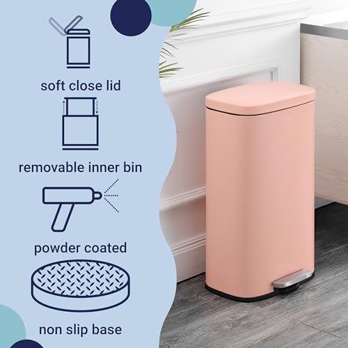 Image of happimess Curtis 8 Gal Step Trash Can Soft Close 25 inch, Flamingo Pink