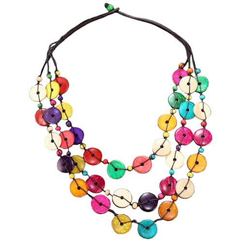 DEARMAMY collar llamativo para mujer collar de colores collar de cuentas de madera collar de madera de las mujeres collar africano collar de madera para mujer cáscara de coco + madera