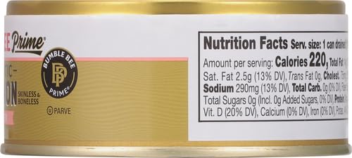 Image of Bumble Bee Prime Atlantic Salmon, 5 oz Easy Open Can - Premium Salmon - 24g Protein per Serving - Gluten Free & Kosher (Pack of 3)
