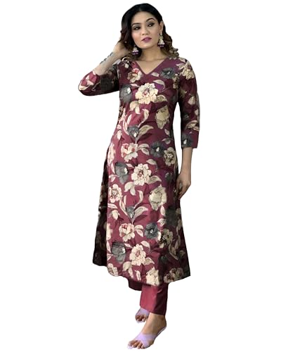 Image of ANNI Designer Womens Rayon Straight Fit Printed Kurta Pant Set