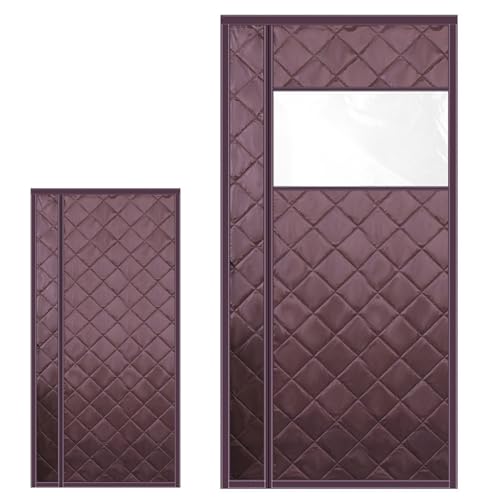 和風 間仕切りカーテン マグネッ のれん 目隠し カーテン 玄関 ドア用 暖簾 冬 厚い 高断熱 防寒 防水 保温 防音 防風 省エネ 暖房 冷房 窓 冷暖房効率UP 取り付け簡単 冬(Browns,110x220cm)