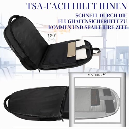 MATEIN Rucksack Herren, Groß Laptop Rucksack 17,3 Zoll Schulrucksack Laptoptasche mit Anti Diebstahl, Laptop Backpack Reiserucksack TSA für Business Arbeit Reisen Teenager College Tech Damen, Schwarz