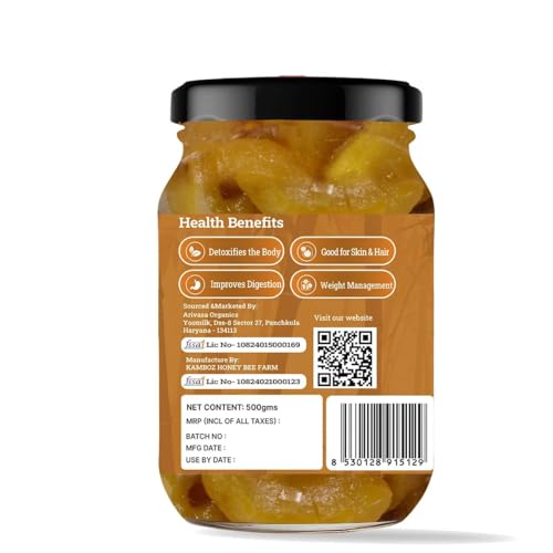 Image of Arivasa Organics Bamboo Murabba with Honey (500g) Natural Bans Murabba Preserve, Handmade Bamboo Shoot Sweet Snack for Height, Gut, Immunity & Overall Wellness (No Artificial Preservatives or Flavors)