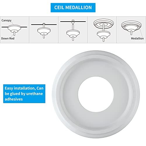 Singvon 2 Pcs Ceiling Medallion For Light Fixtures And Ceiling Fans, Round White Finish,10"Od X 4"Id (Fit Canopy Up To 7") #TOP3