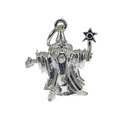 JM Jewellery LtdSterling Silver Solid Wizard Magic Charm 15 x 15mm