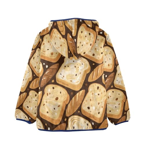 Toast with Peanut Butter Spread Toddler Fleece Jacket Girl Boys Hooded Fleece Jacket Coat Warm Outwear Zip-up 3-10T2