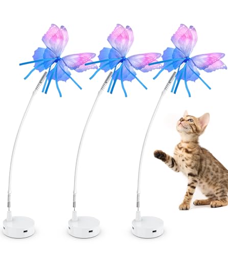 Goldensun Juguete Para Gatos Con Mariposas Reemplazables, 3 Piezas De Tela Segura Y Hecha A Mano Goldensun Juguete Para Gatos Con Mariposas Reemplazables, 3 Piezas De Tela Segura Y Hecha A Mano