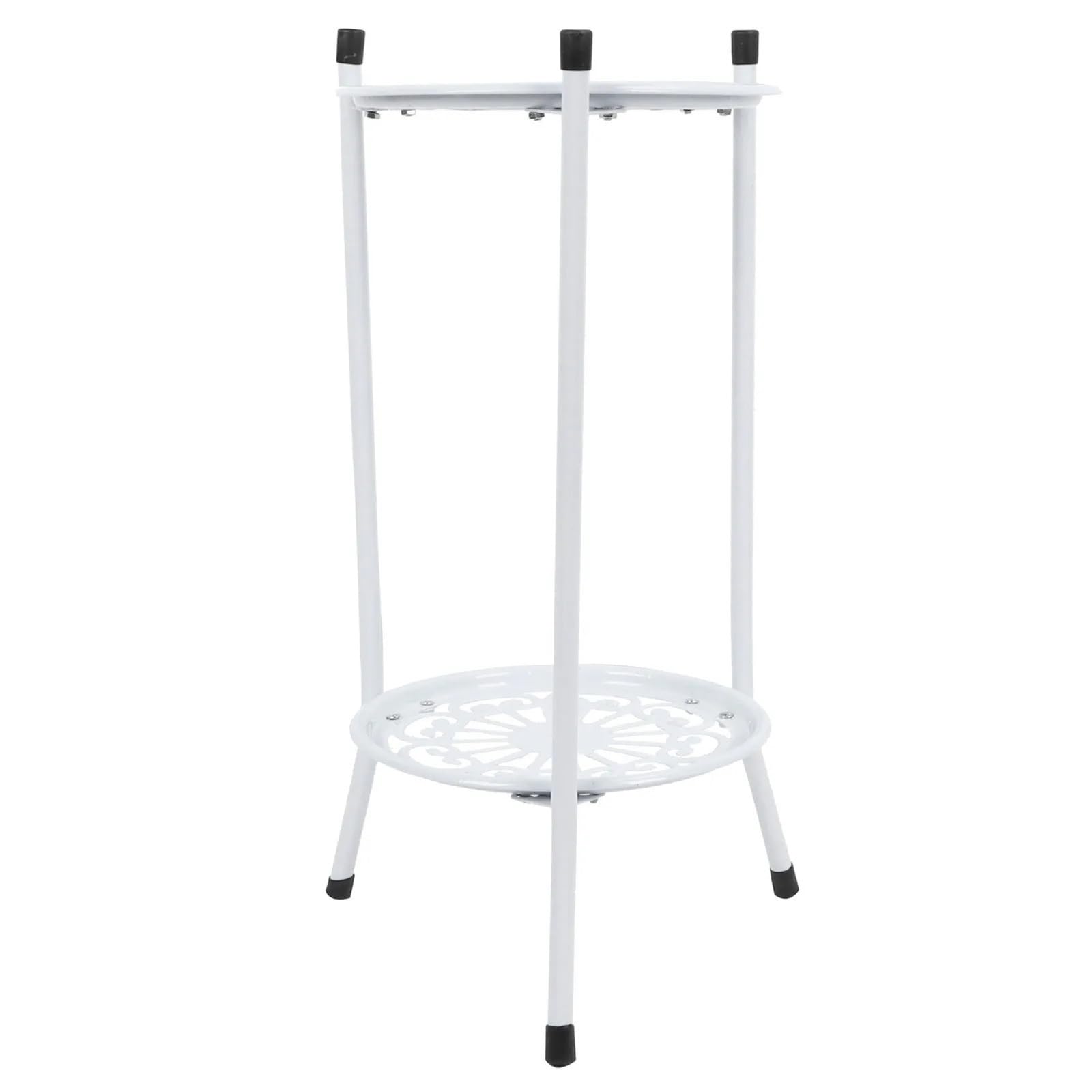 GHHZML Plant Riser Flower Stand 2‑Tier Metal Plant Pot Holder Display Shelf Rack Home Decoration Garden Accessories(White)