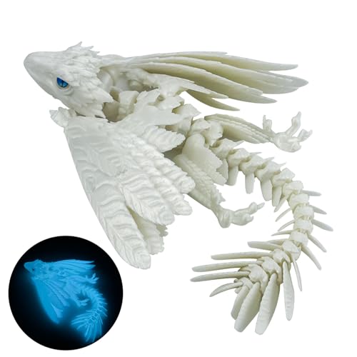 SGYYSG Feathered Wyvern Dragon,3D Printed Dragon, Articulated Dragon with Wings, 3D Printed Toys, Desktop Pet - Perfect for Fantasy Enthusiasts (Noctilucent Blue)