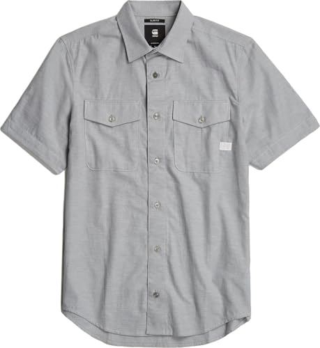 G-Star RAW Herren Marine Slim Hemd, Mehrfarben (Correct Winter Grey/Ecru D19751-D123-G301), S – Ansicht 4