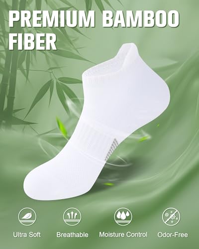 Image of Niorasen Ankle Socks for Women, 6 Pairs Breathable Bamboo Viscose Low Cut Thin Socks,Moisture Wicking Casual Sports Running
