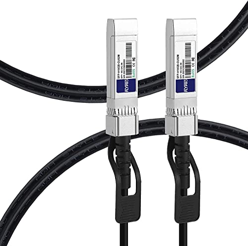 FLYPROFiber 2m/6.5ft SFP+ DAC Cable, 10G Passive Twinax, Compatible with Cisco, Ubiquiti, Netgear & More, Black, 2m (6.56ft)