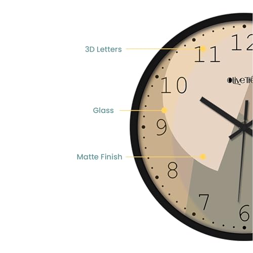 Image of Olive Tree Wall Clock 12 inch Silent Quartz Decorative Multicoloured Wall Clock Non-Ticking Classic Clock Battery Operated Round Easy to Read for Room /Home /Kitchen /Bedroom /Office /School - 9045