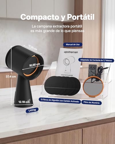 Campana extractora portátil de mesa contra humo y grasa con filtro extraíble 2