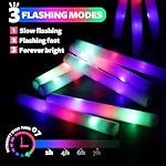 68 PCS LED Foam Glow Sticks Bulk, Glow in the Dark Party Supplies with 3 Modes Colorful Flashing, Neon Party Favors for Birthday, Wedding, Carnival, Concert, Halloween Glow Sticks - Image 5