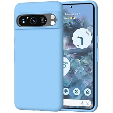 COFFKER Compatible with Pixel 8 Pro Case, Liquid Silicone Case, Full Body Shockproof Protective Cover, Soft Microfiber Lining Slim Thin Phone Case for Google Pixel 8 Pro 6.7 inch, Sky Blue Cover