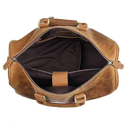 Men' s Vintage Leather 14" Laptop Duffel Bag Overnight Weekender Travel Carry On Luggage Handbag Holdall with Shoes Compartment Sports Overnight Gym Luggage Weekend4