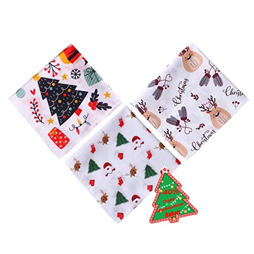 Dried Flower Baumwolle Taschentuch - 3 Stücke 40cm Weihnachten Tuch 60s Gekämmte Baumwolle Quadratische Kleine Stofftaschentücher mit Kindliches Drucken Cover